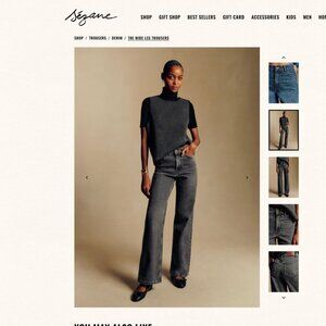 Sezane Dark Gray Wide Leg Jeans